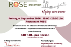 Ausgebucht 17.08.2026: Flying Wine Dinner, 04.09.2026